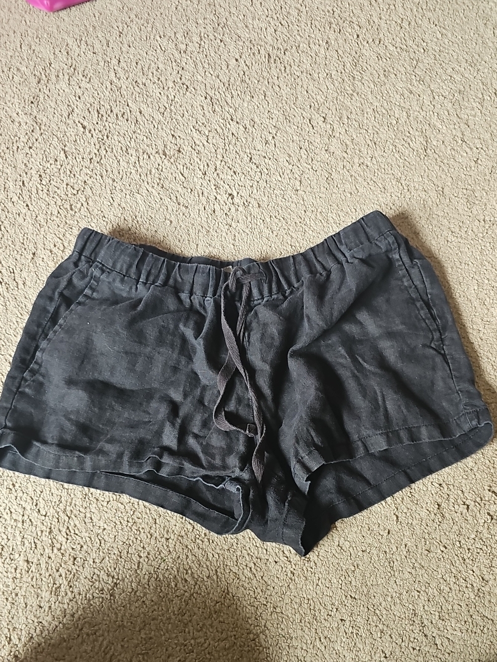 Kut from the Kloth Black Linen-Blend Athletic Shorts